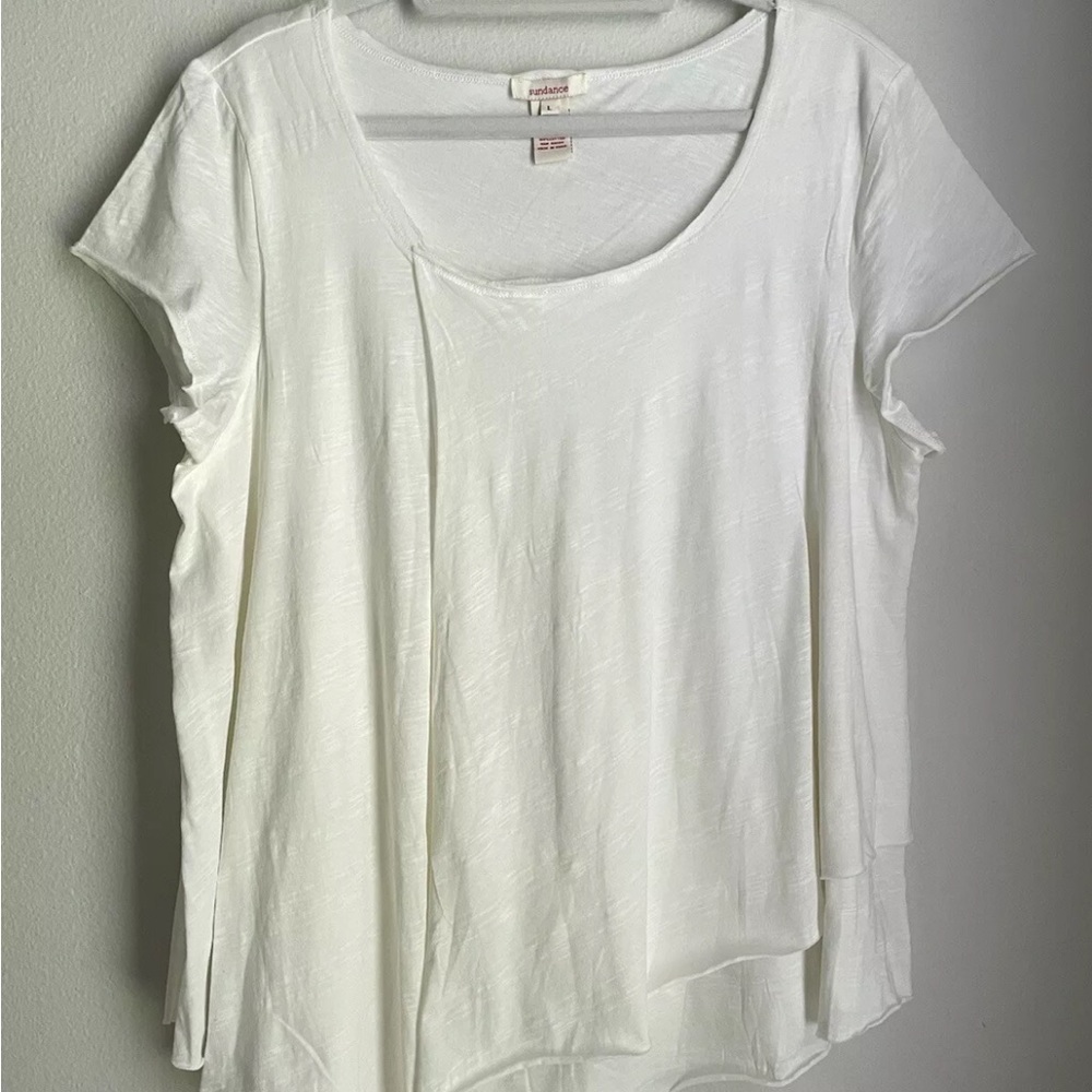 Sundance Shirt Size Large White Cotton Layered Tiered Beachy Boho Lagenlook